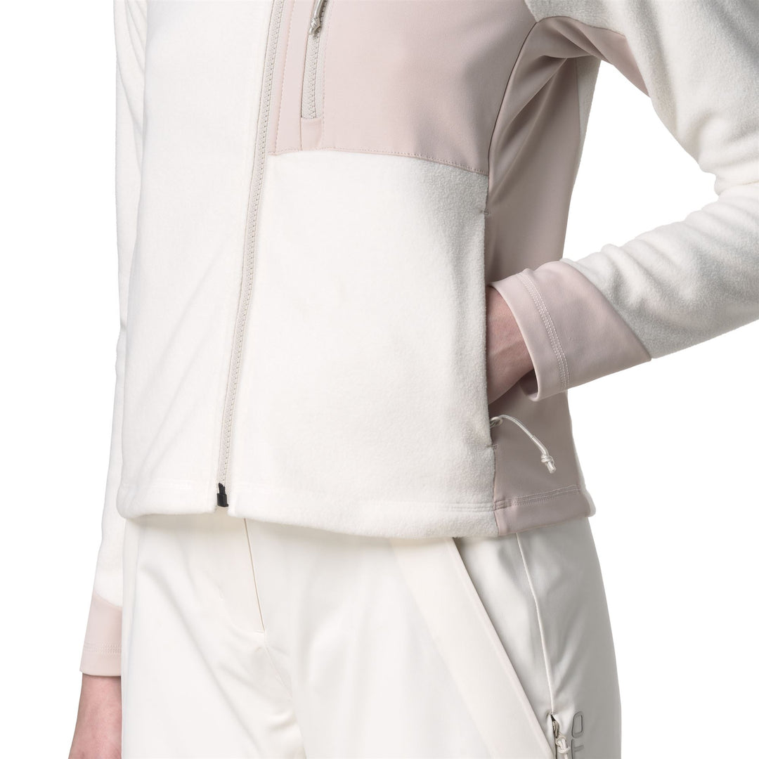 Polaire de ski blanche pour femme, coupe ajustée, avec poches zippées main