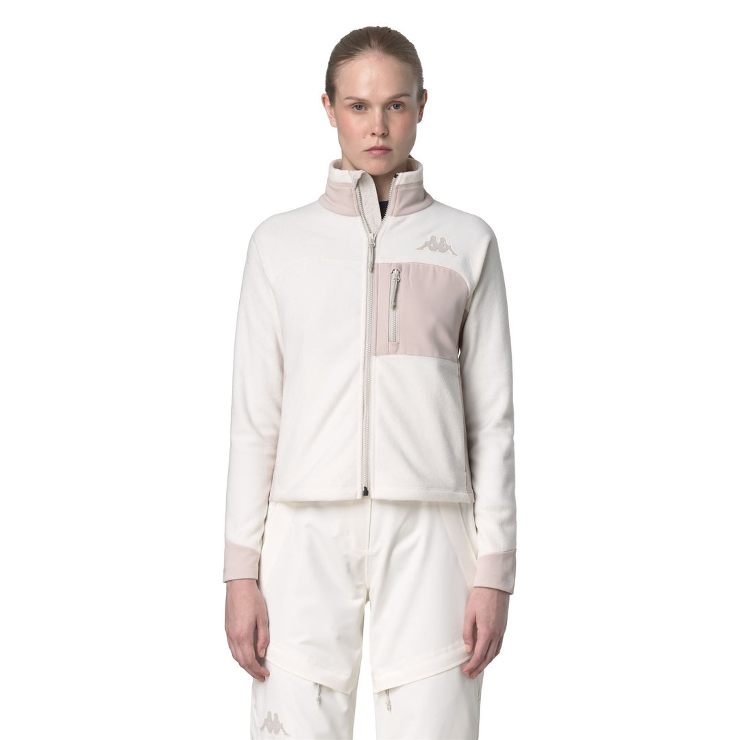 Polaire de ski blanche pour femme, coupe ajustée, avec poches zippées 01