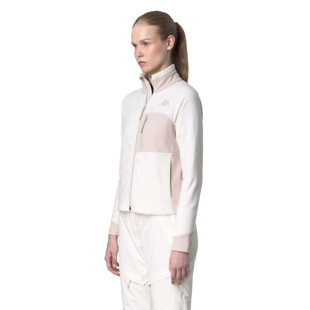 Polaire de ski blanche pour femme, coupe ajustée, avec poches zippées main
