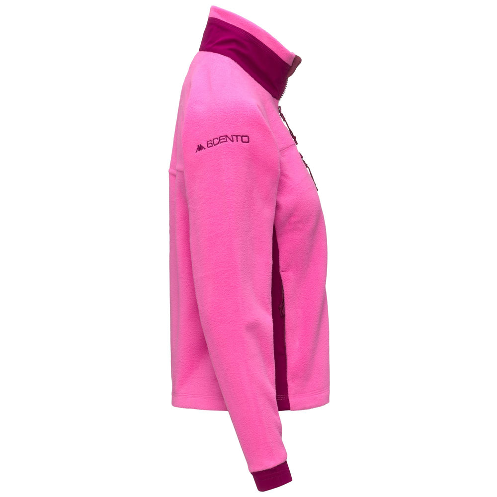 Fuchsia red Women's Fleece Jacket with Zippered Pockets 02