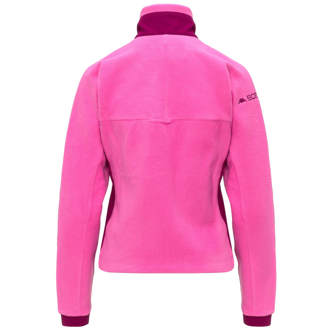 Giacca in pile da donna fucsia rossa con tasche con cerniera main