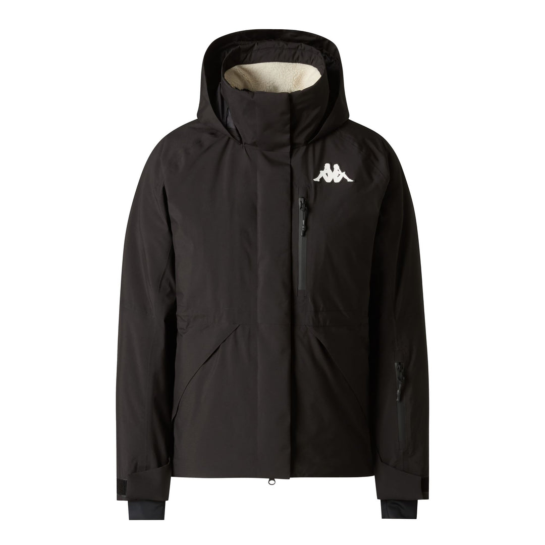 Veste de ski noire isolée pour femme avec protection imperméable main