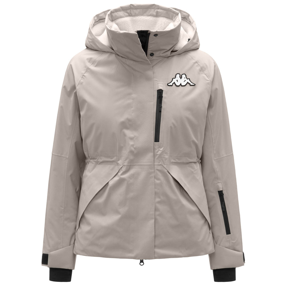 Veste de ski matelassée beige pour femme avec doublure sherpa 02