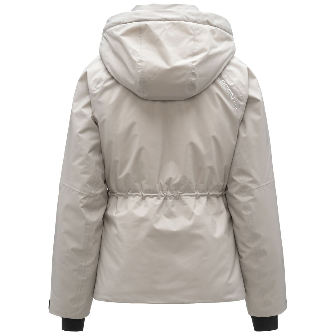 Veste de ski matelassée beige pour femme avec doublure sherpa main
