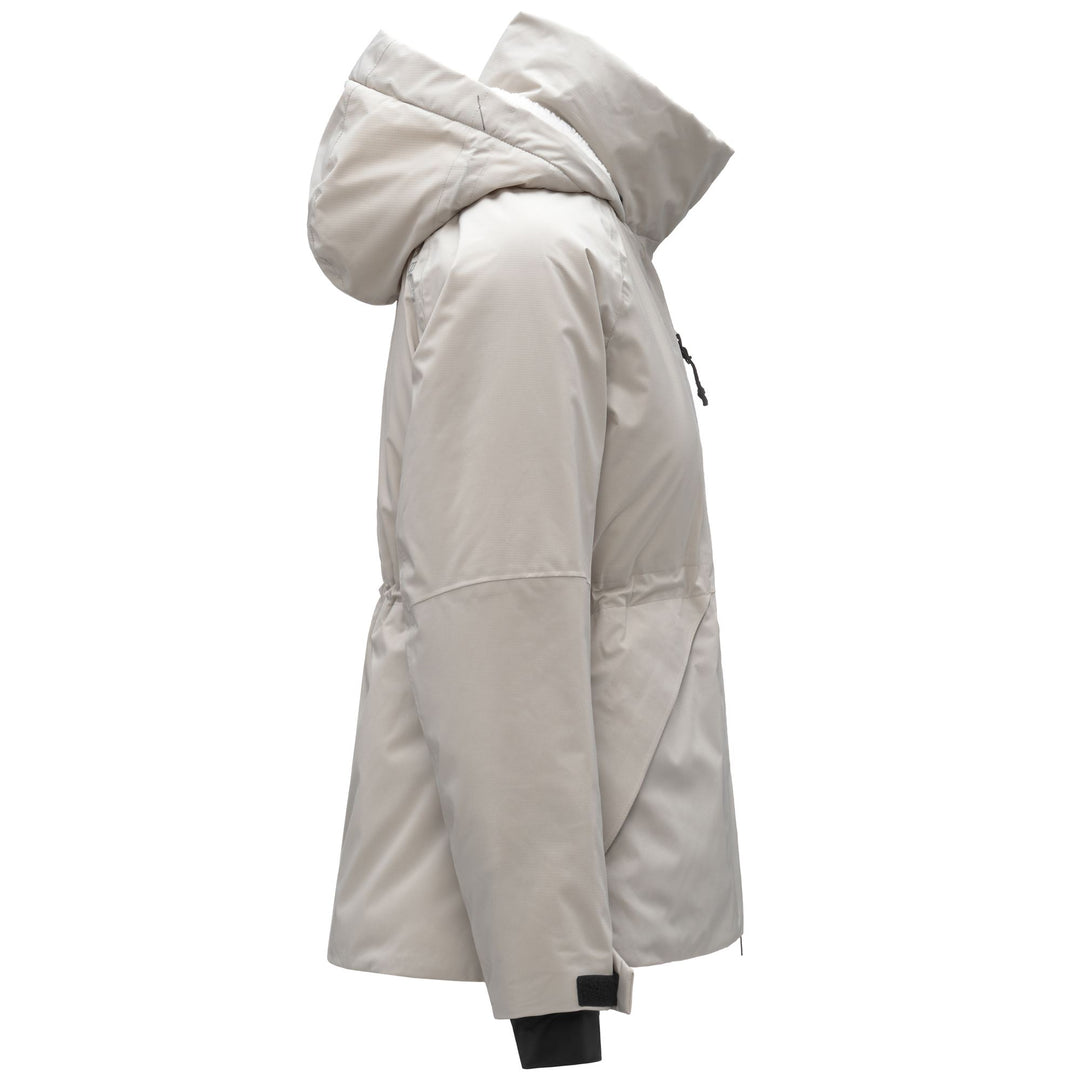 Veste de ski matelassée beige pour femme avec doublure sherpa main