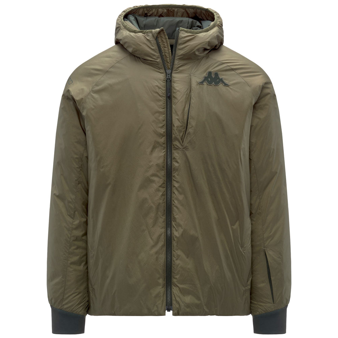 Green Men's Padded Jacket with Hood and Zip Pockets main