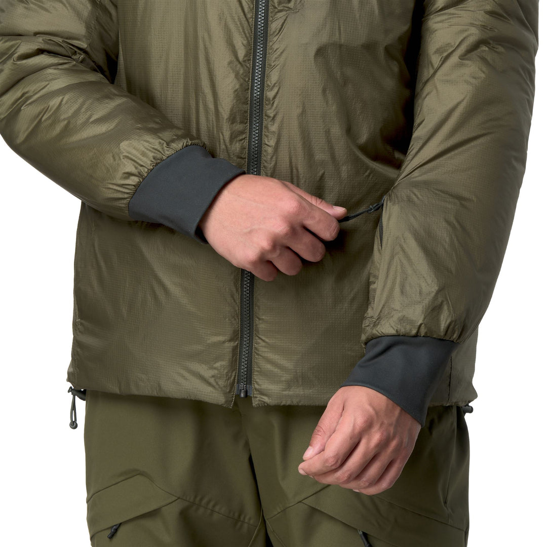 Green Men's Padded Jacket with Hood and Zip Pockets main