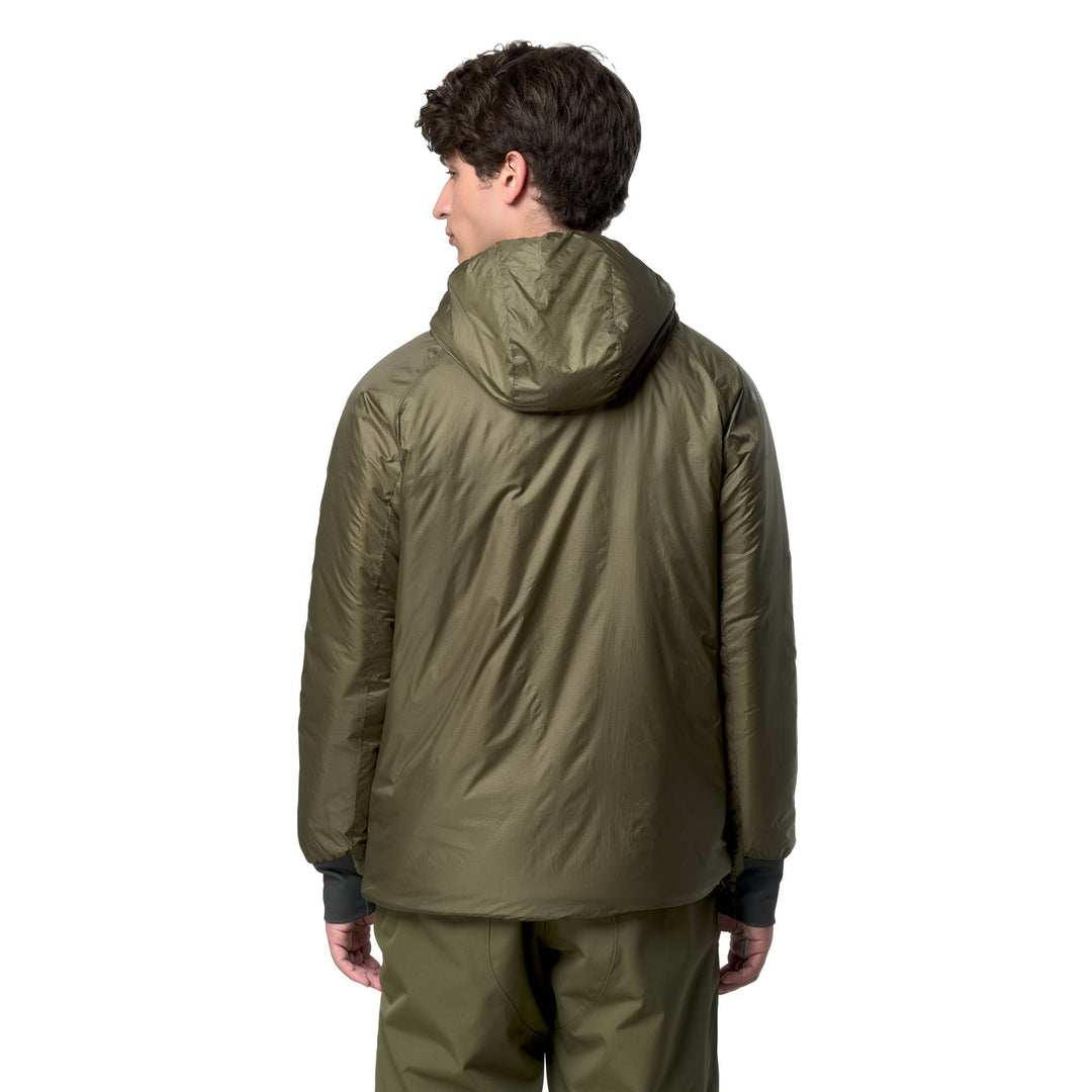Chaqueta acolchada verde para hombre con capucha y bolsillos con cremallera main