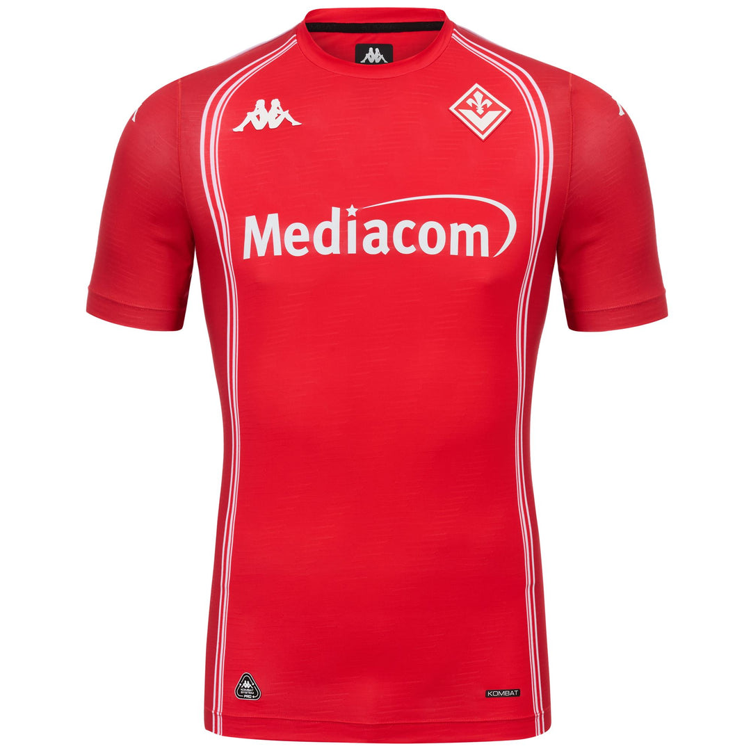 Maillot de football rouge pour homme ACF Fiorentina en tissu jacquard recyclé main