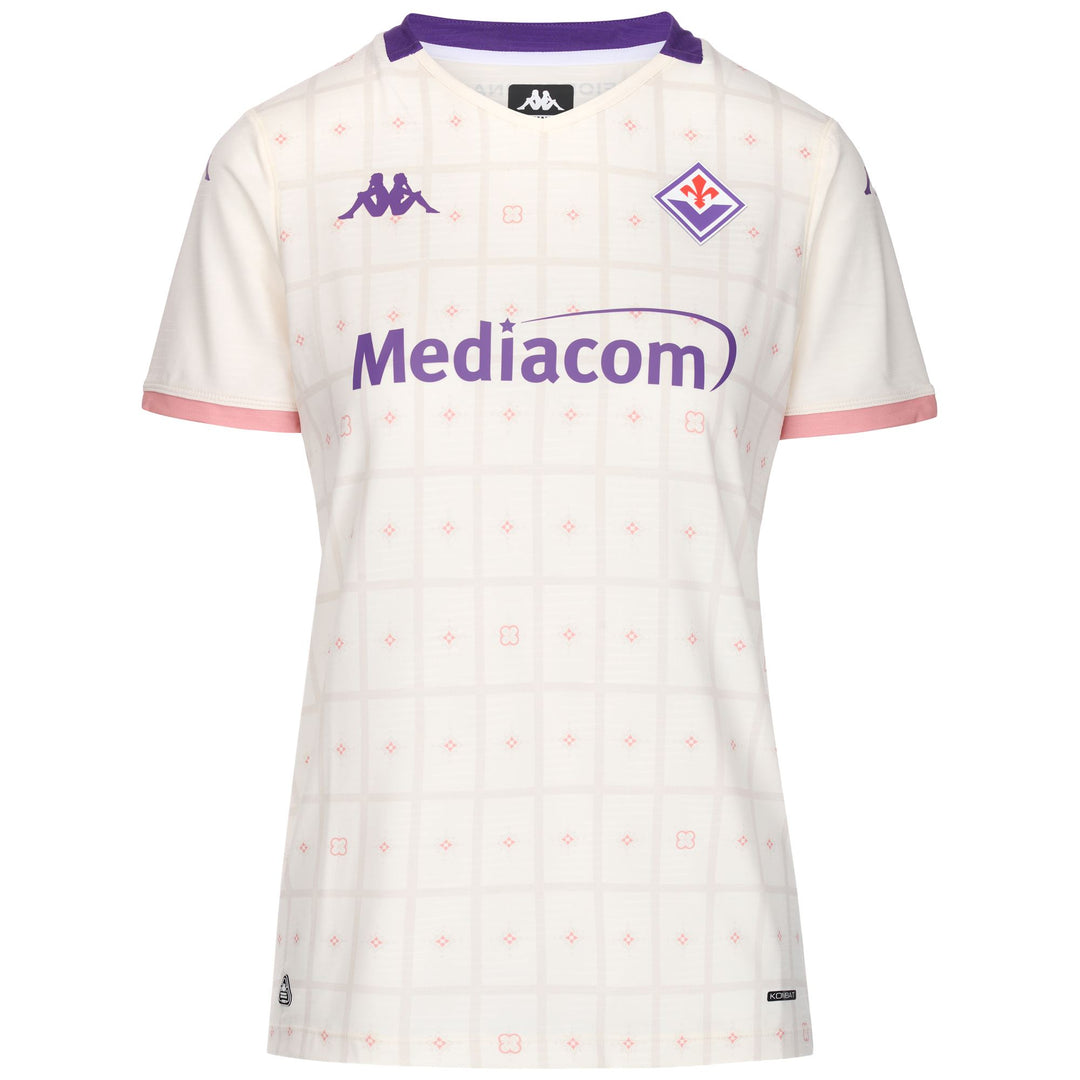 Maglia da calcio ACF Fiorentina da donna bianca in tessuto jacquard slim fit 01