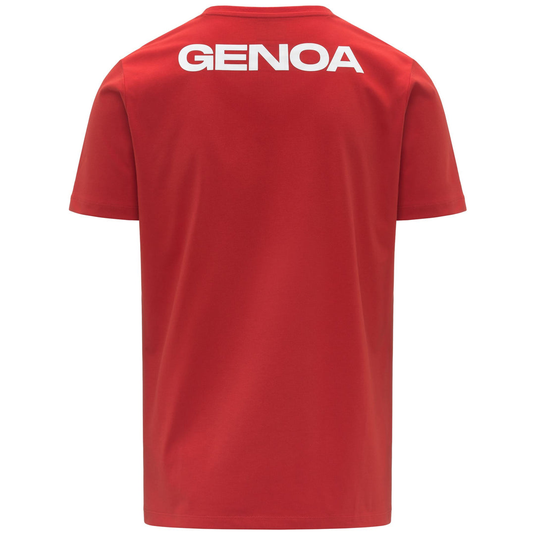 T-shirt de football Genoa rouge pour homme, coupe ajustée, en jersey recyclé main
