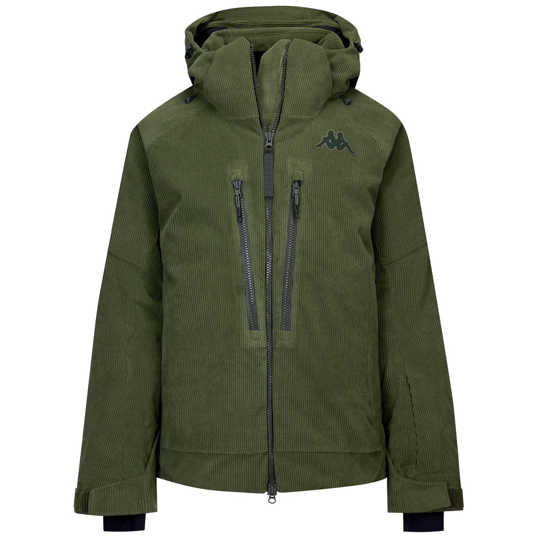 Green black Men's Waterproof Padded Mid Jacket with Detachable Hood 01