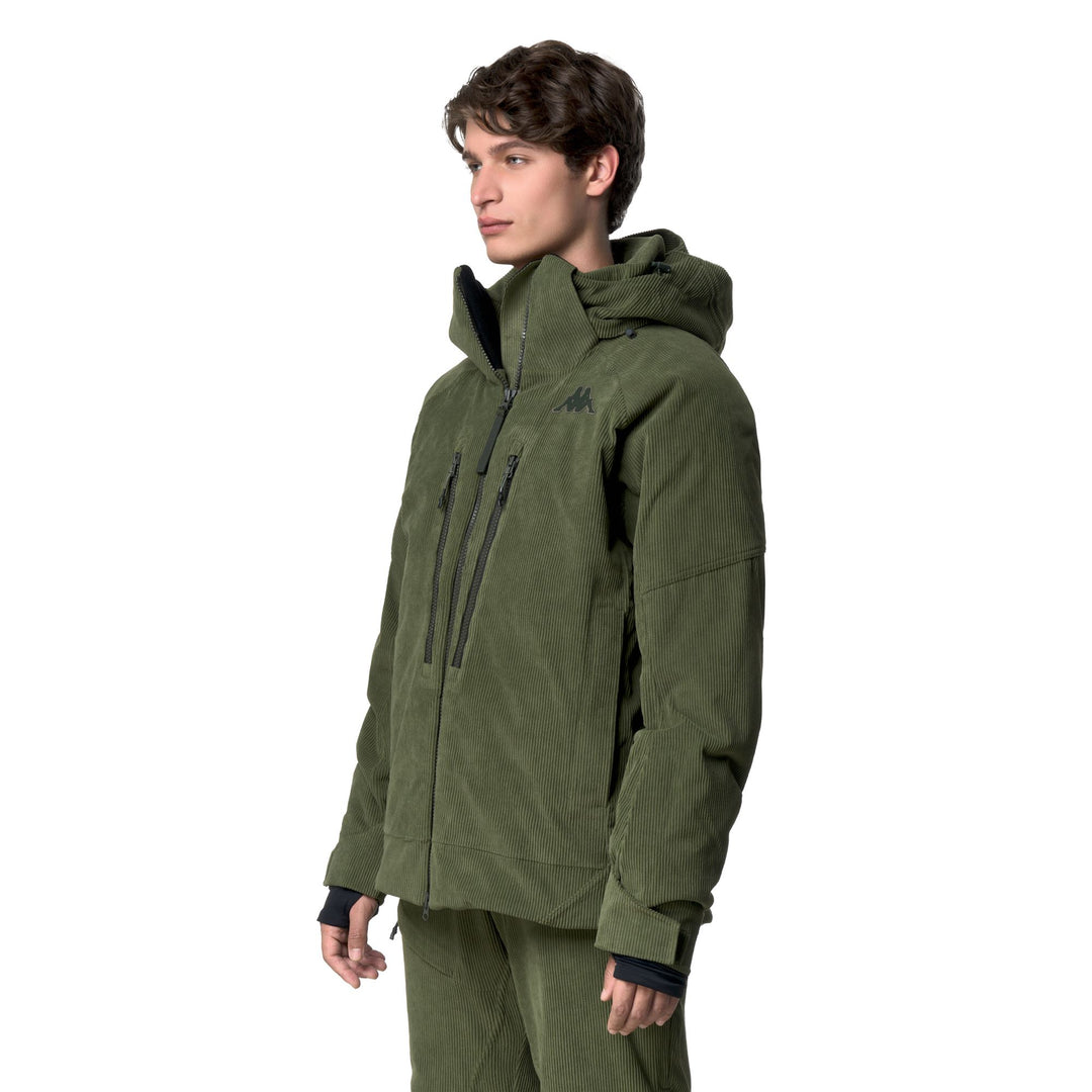Green black Men's Waterproof Padded Mid Jacket with Detachable Hood main