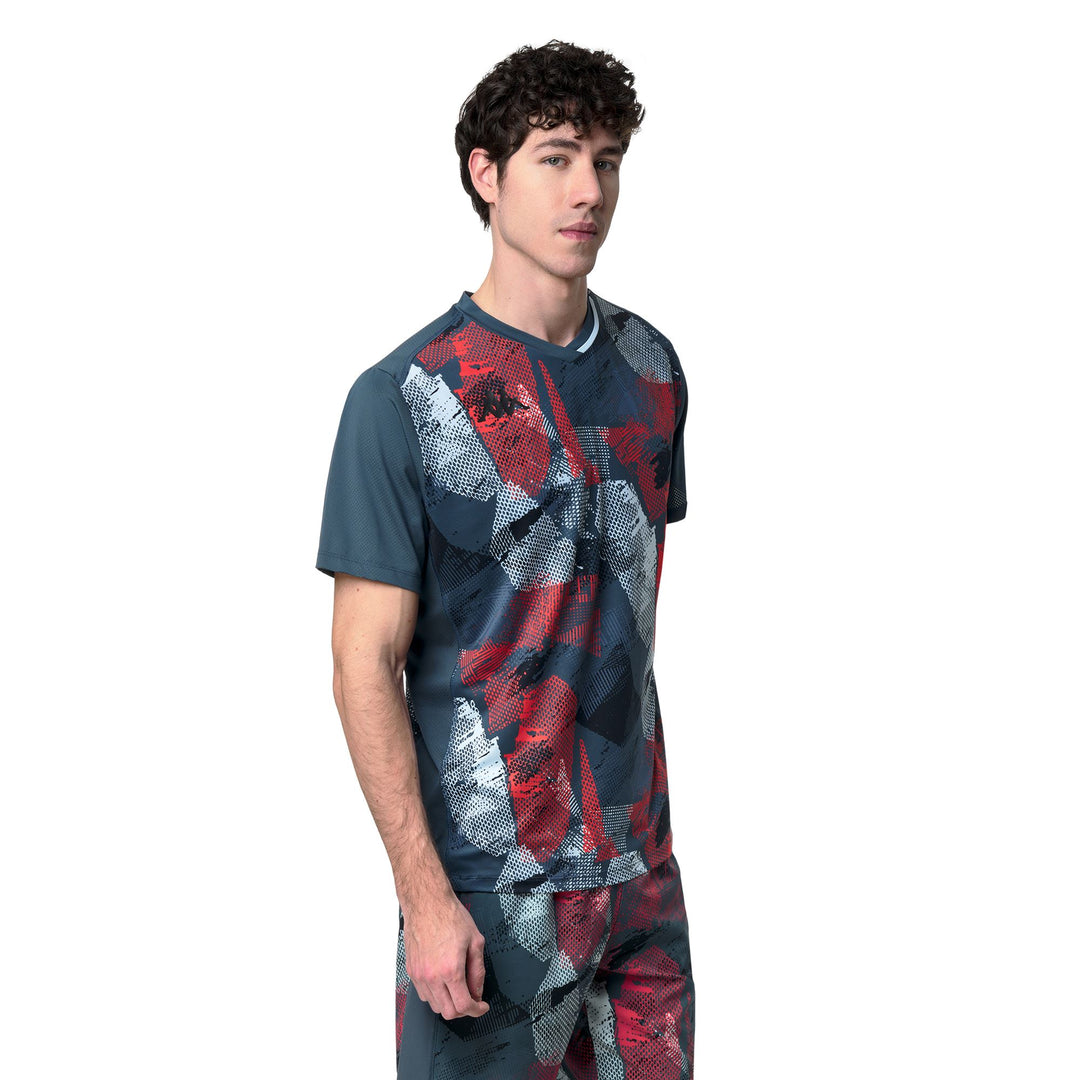 Blue Men's Regular Fit Active Padel Jersey with Mesh Inserts main