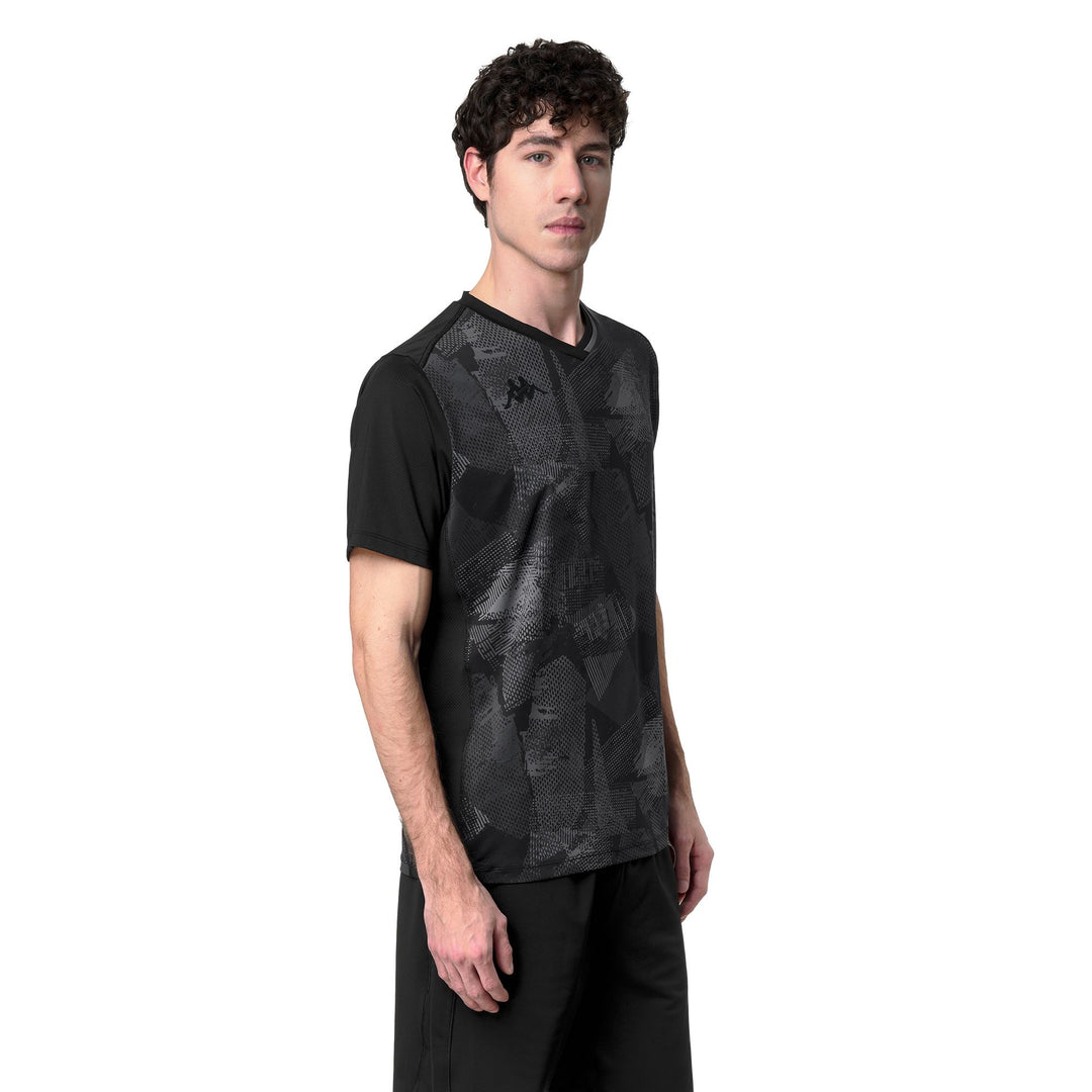 Black Men's Regular Fit Stretch Padel T-Shirt with Mesh Inserts main