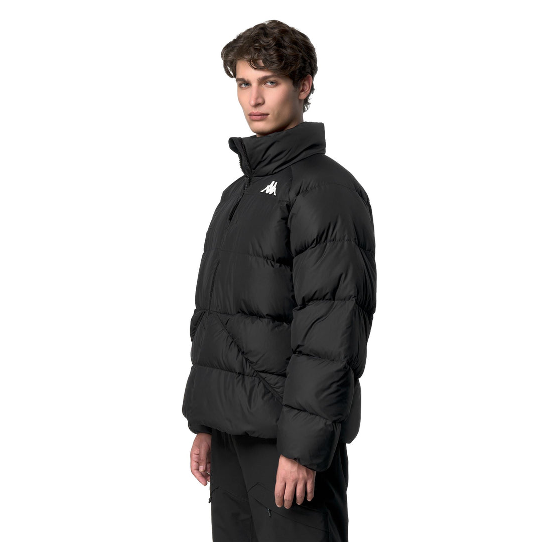 Veste de ski rembourrée noire pour homme, coupe classique, avec capuche amovible main