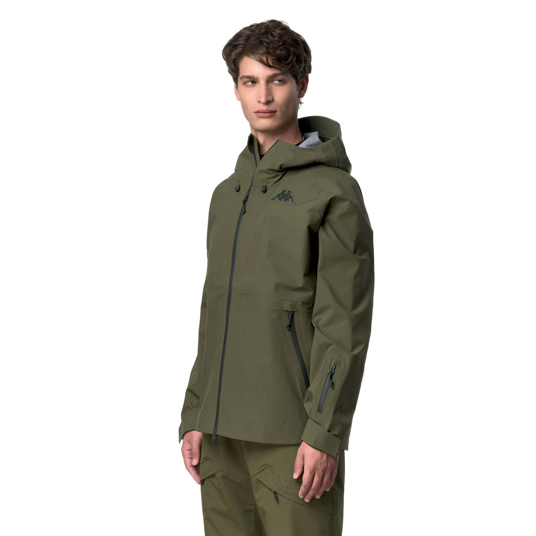 Veste de ski intermédiaire verte pour homme avec fermetures éclair étanches main