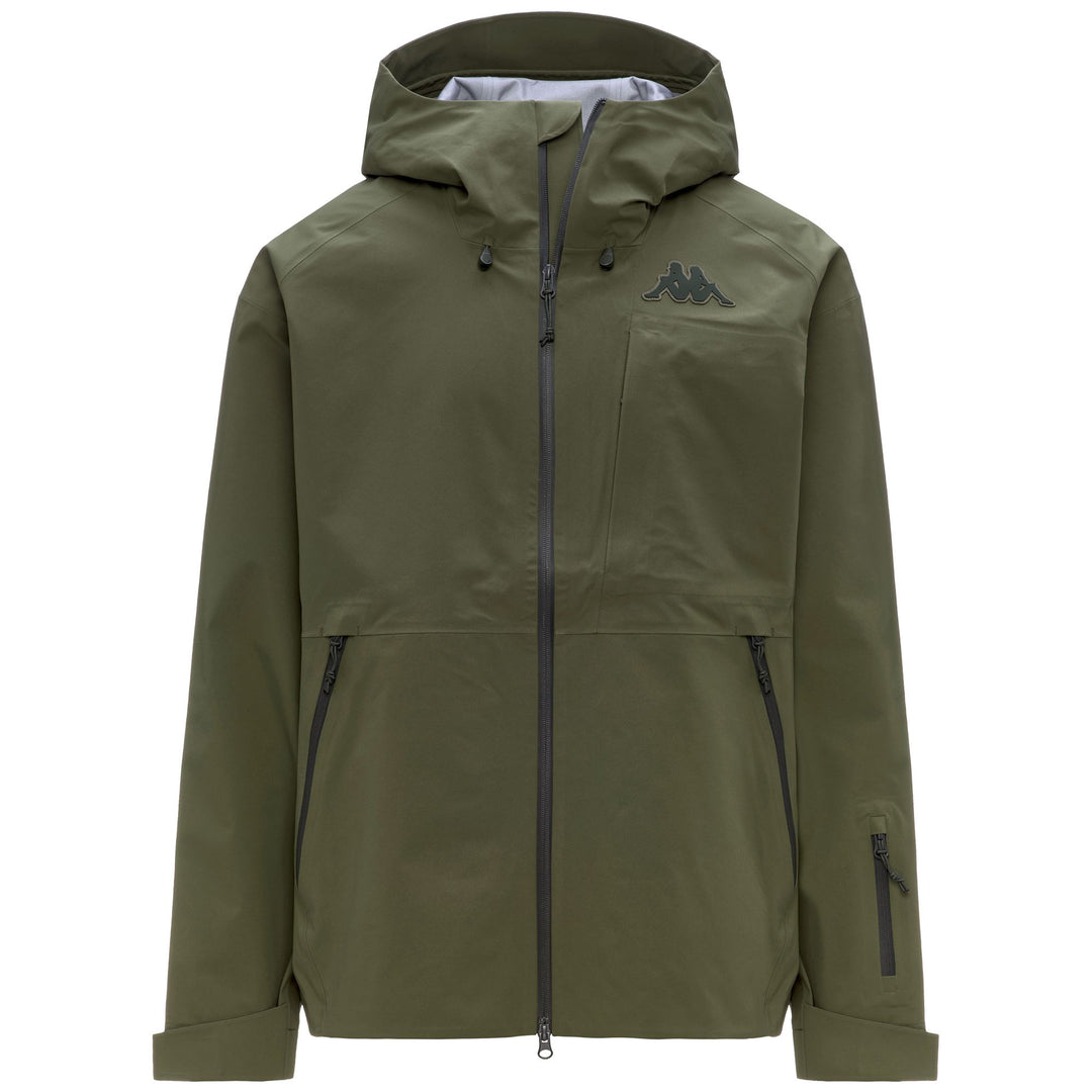 Veste de ski intermédiaire verte pour homme avec fermetures éclair étanches main