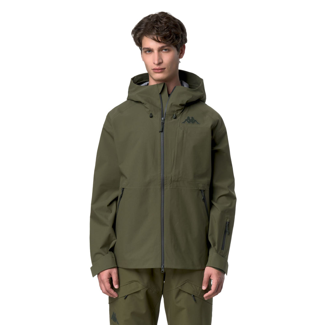 Green Men's Regular Fit Ski Jacket with Waterproof Zippers 01
