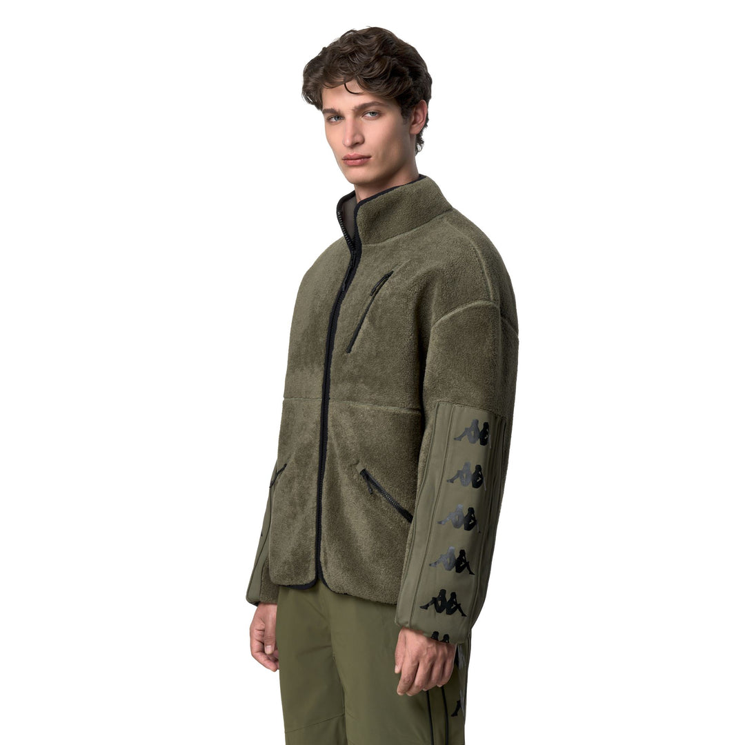 Giacca in pile unisex verde Academia con inserti tecnici main