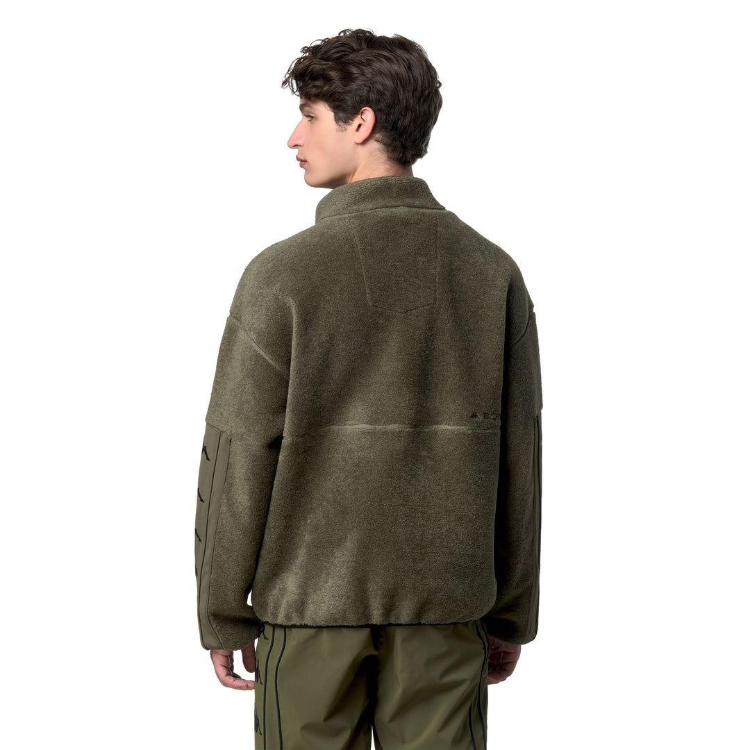 Giacca in pile unisex verde con inserti elasticizzati per lo sci main
