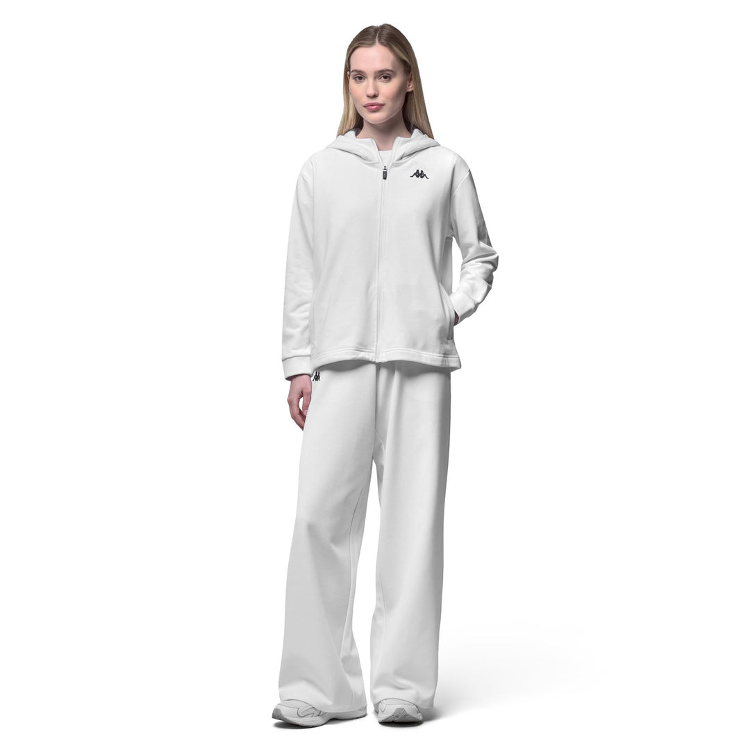 Felpa sportiva da donna bianca a vestibilità regolare con zip intera e inserti in rete. main