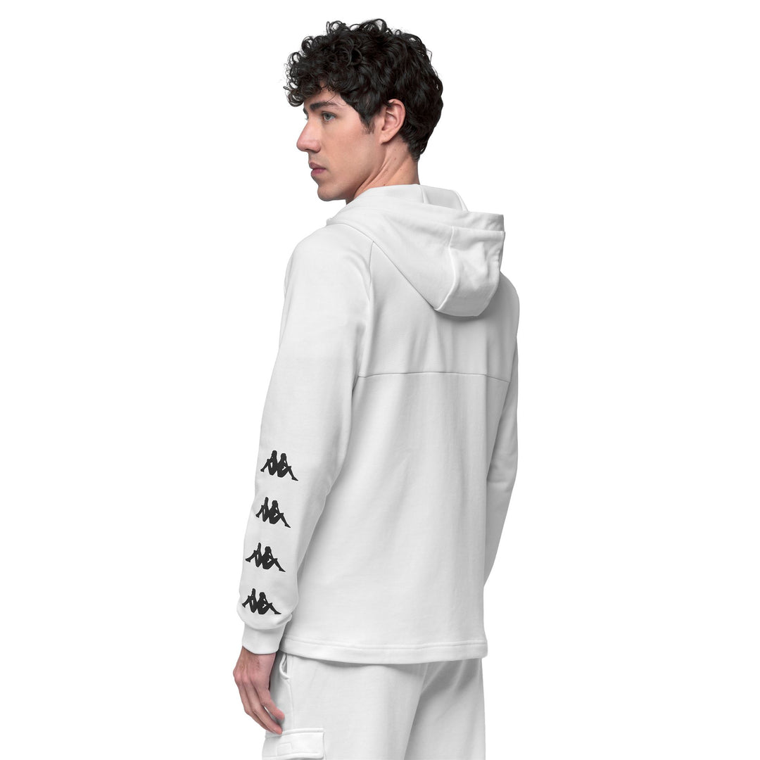 White Men's Regular Fit Fleece Sportswear Hoodie with Mesh Insert main