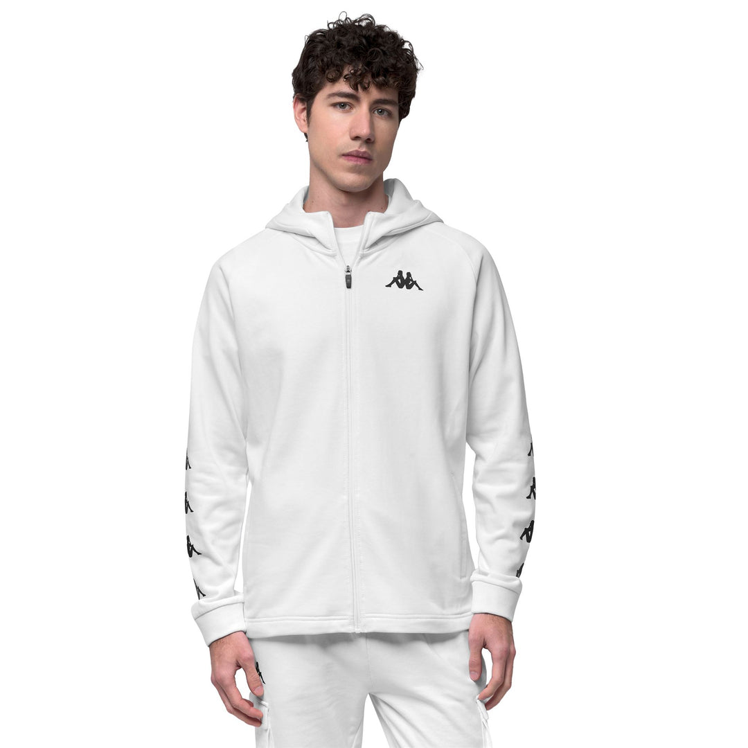 Sweat à capuche en polaire blanc pour homme, coupe classique, avec empiècement en mesh 01