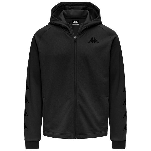 Black Men's Regular Fit Fleece Hoodie with Mesh Insert | Kappa