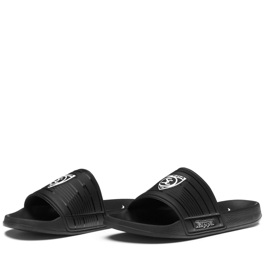 Black and White Unisex Stripe Flip-Flops with Team Logo 01
