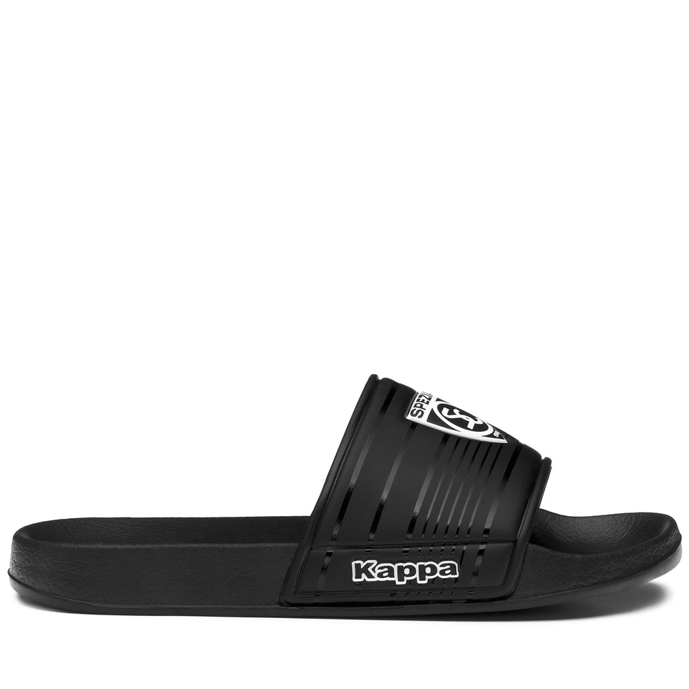 Black and White Unisex Stripe Flip-Flops with Team Logo 02