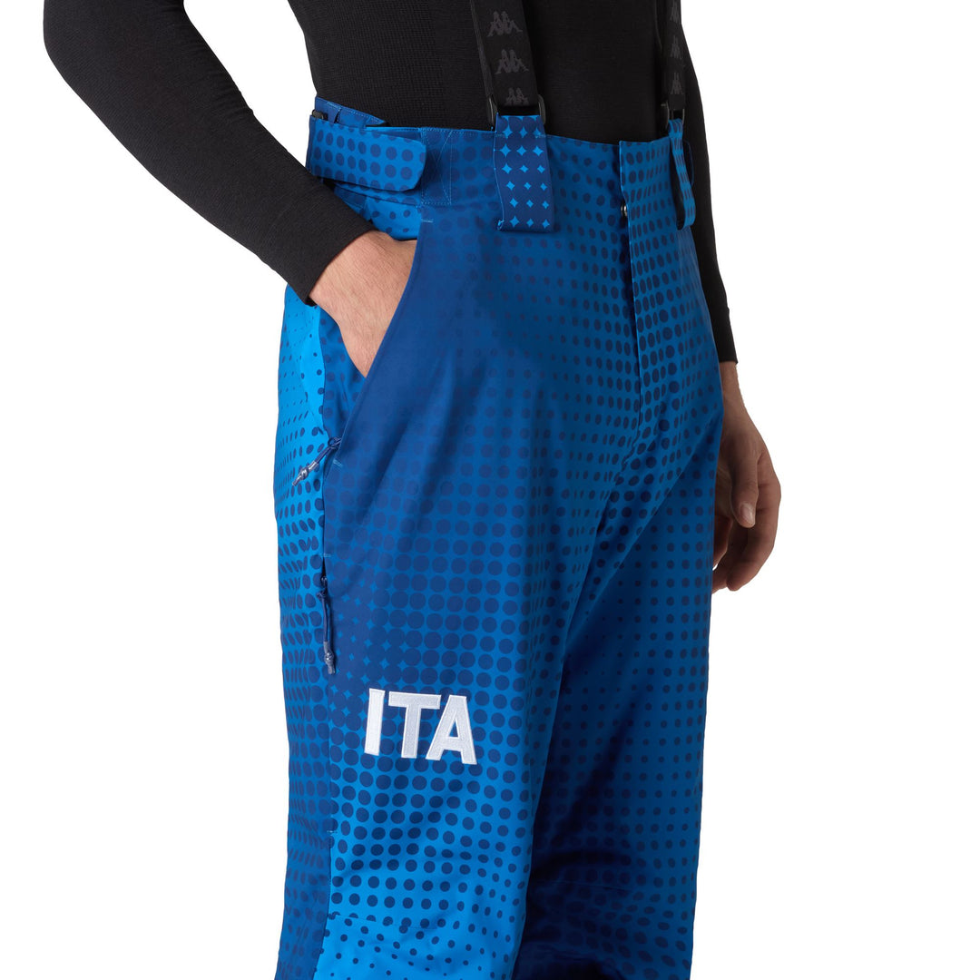 Blue Men's Insulated Waterproof Ski Trousers with Suspenders main