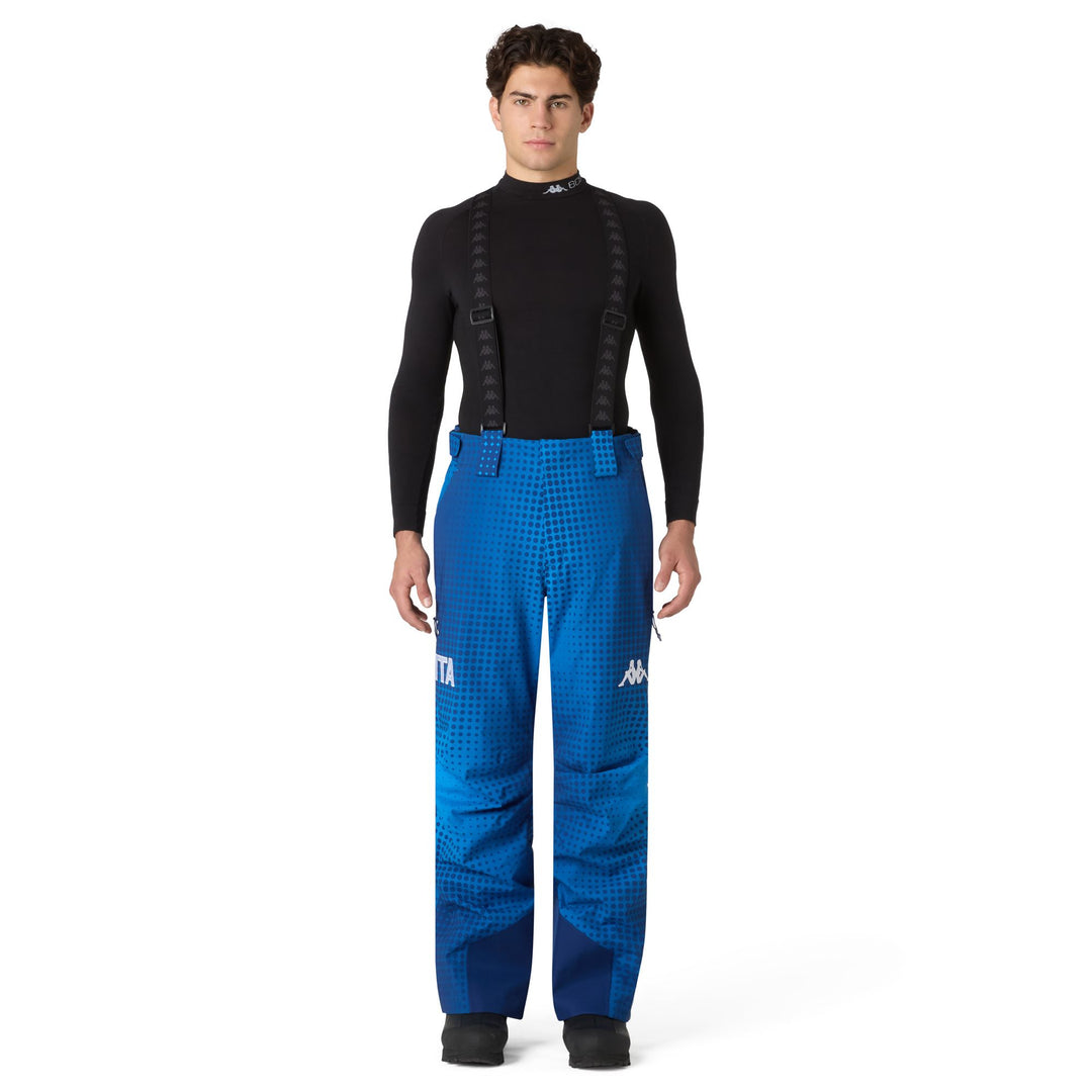 Blue Men's Insulated Waterproof Ski Trousers with Suspenders main