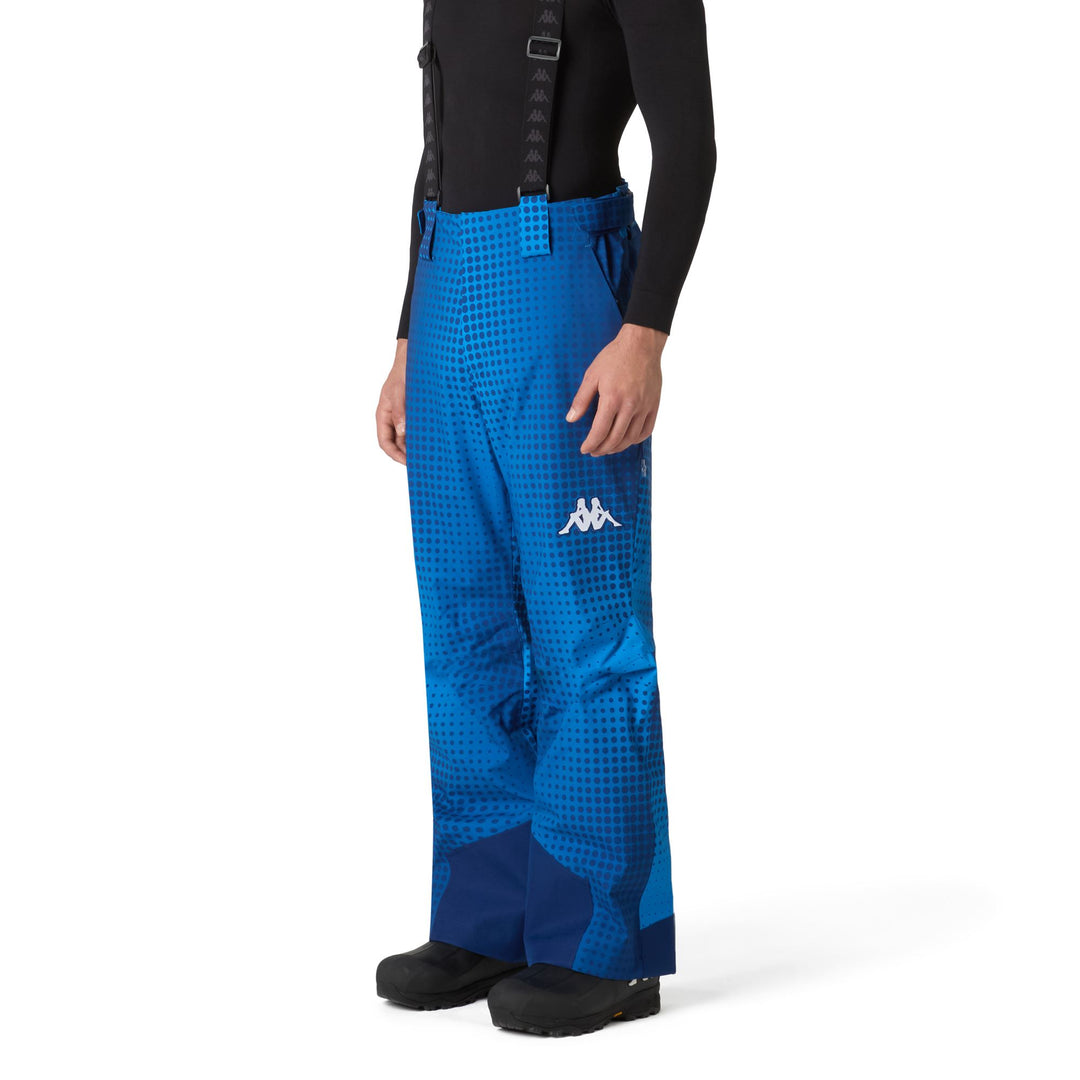 Blue Men's Insulated Waterproof Ski Trousers with Suspenders 01