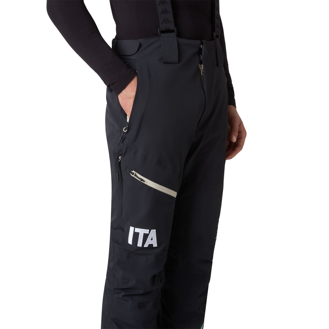 Blue Men's Ski Pants with Insulation and Detachable Suspenders main
