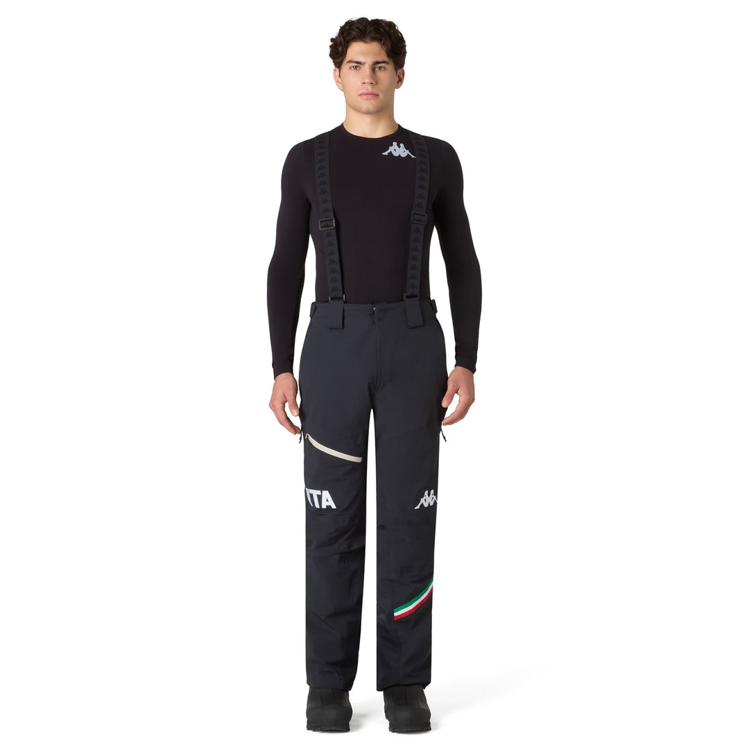 Blue Men's Ski Pants with Insulation and Detachable Suspenders main