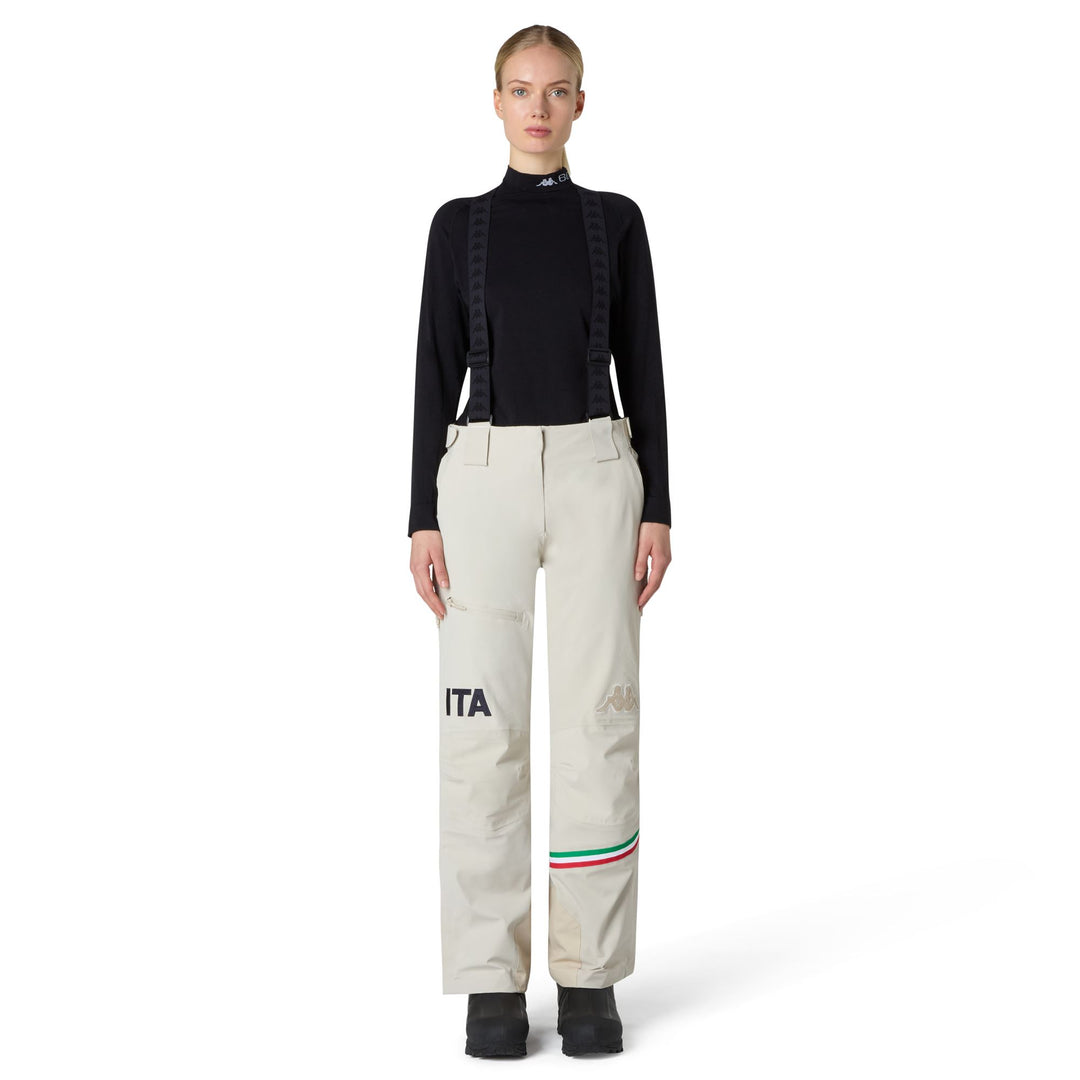 Beige Women's Slim Fit Waterproof Insulated Ski Pants 01
