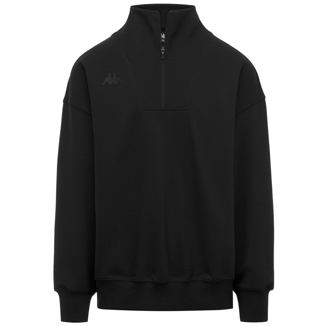Black Men's Oversized Fleece Jumper with Half-Zip Opening main