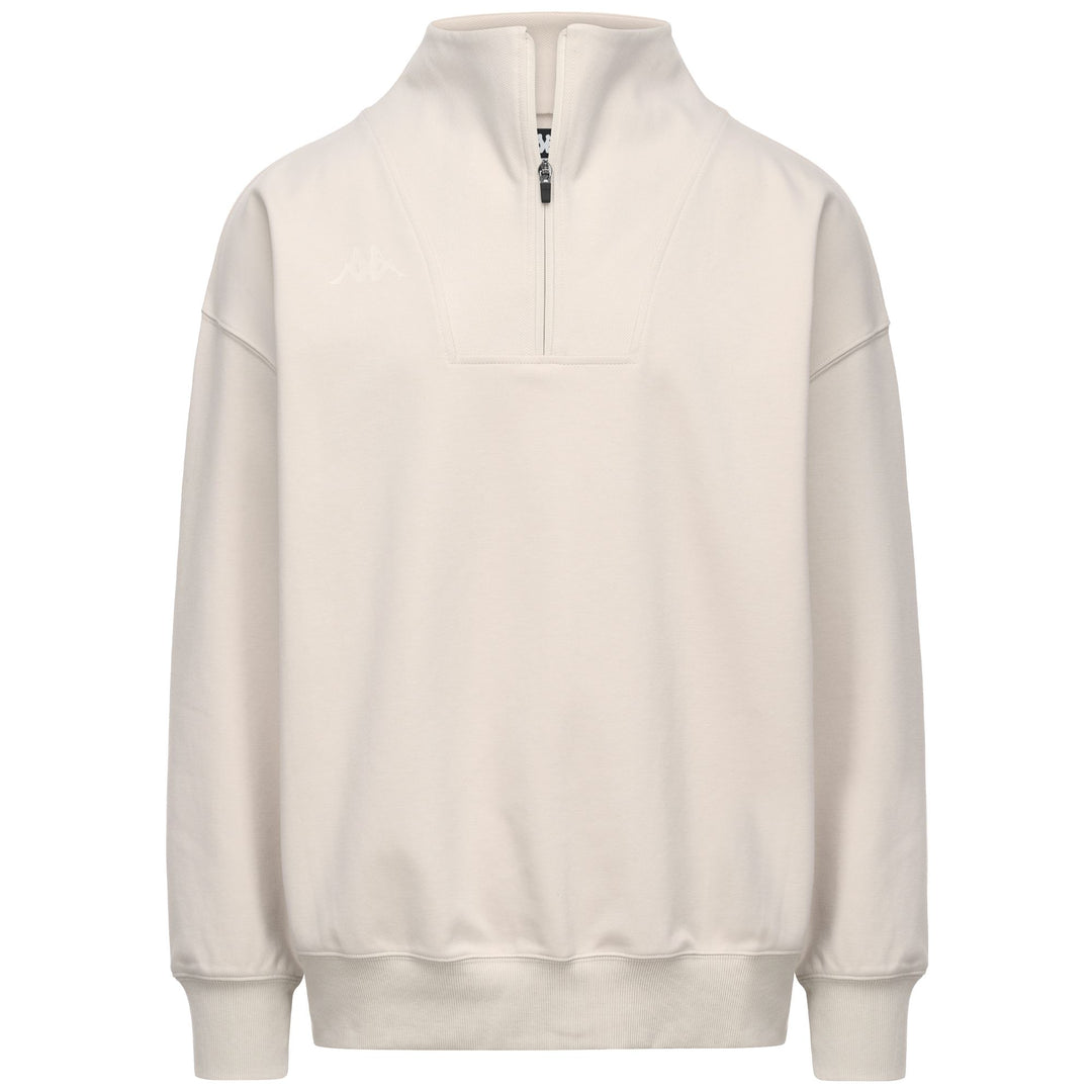 Beige Men's Oversized Fit Fleece Jumper with Half-Zip Opening main