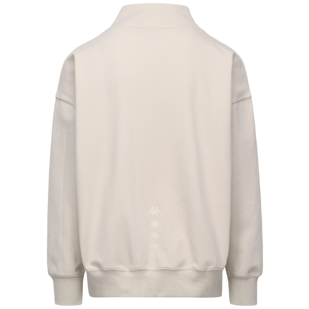 Beige Men's Oversized Fit Fleece Jumper with Half-Zip Opening main