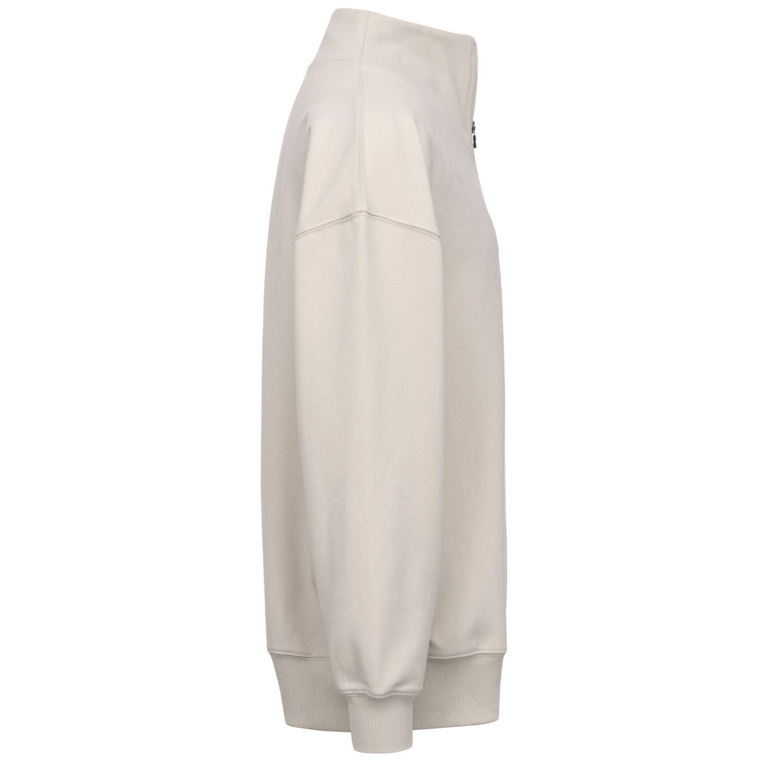 Beige Men's Oversized Fit Fleece Jumper with Half-Zip Opening main