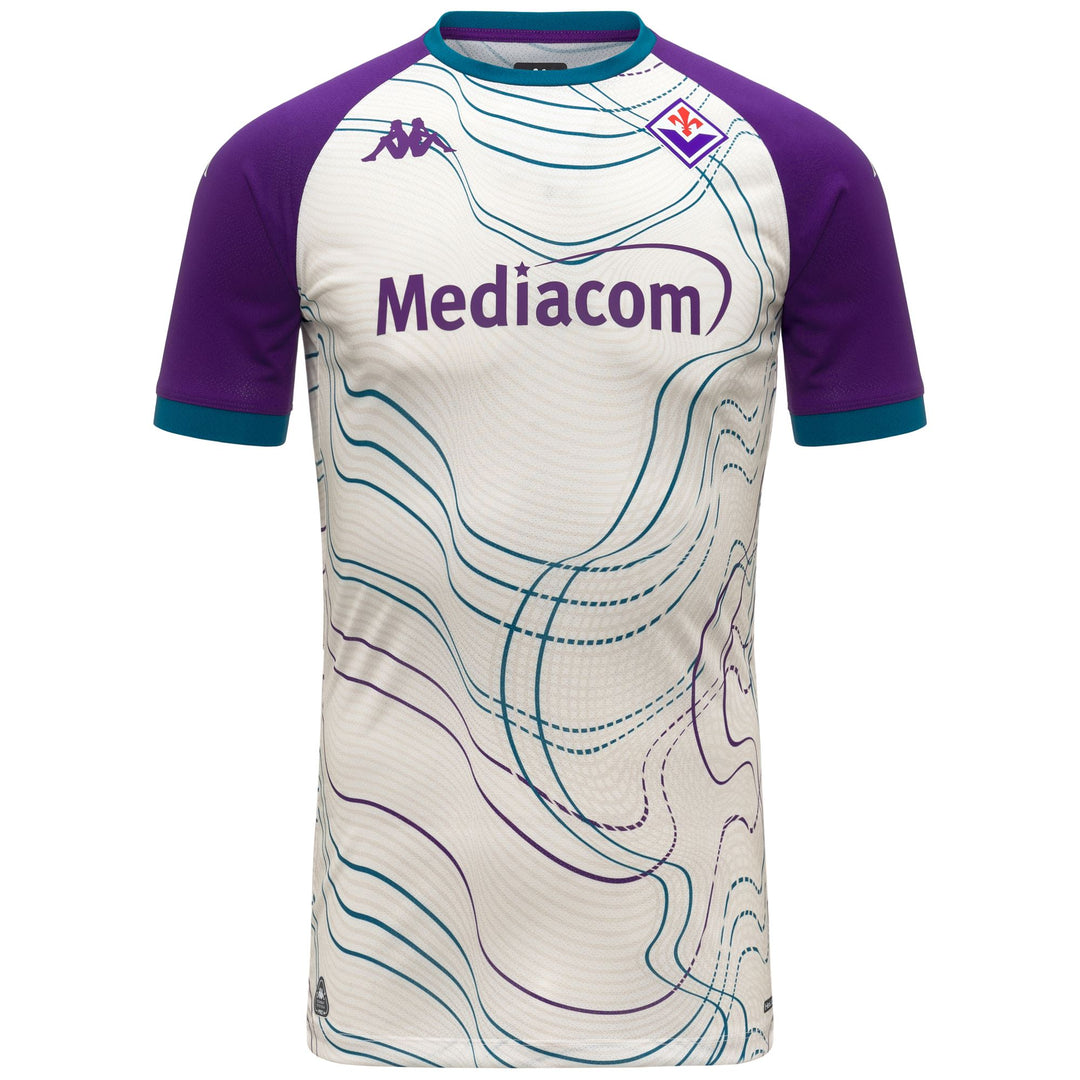 Maillot de football ACF Fiorentina blanc pour homme, coupe ajustée, avant-match 01