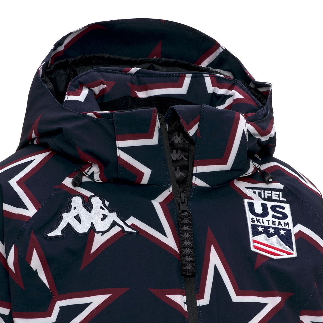 Veste de ski imperméable bleue pour femme, coupe ajustée main