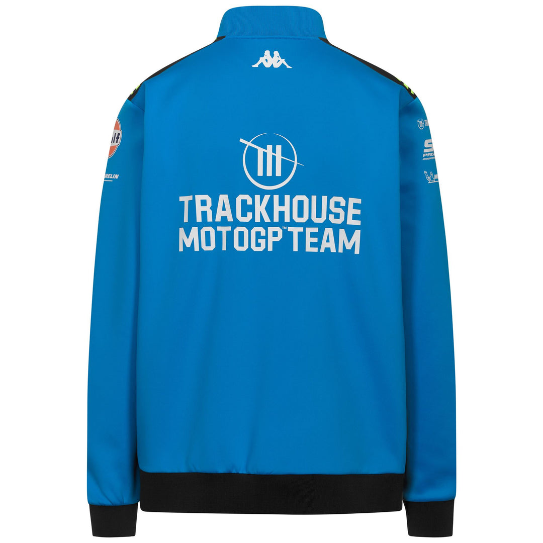 Polaire de football Trackhouse Moto GP bleue pour homme avec fermeture éclair intégrale main