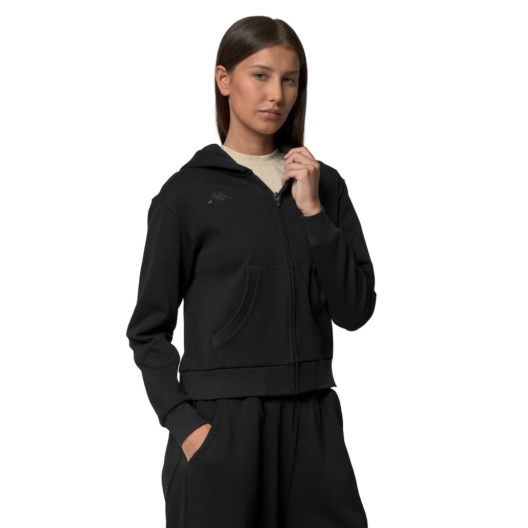 Black Women's Regular Fit Fleece Hoodie with Full Front Zip main