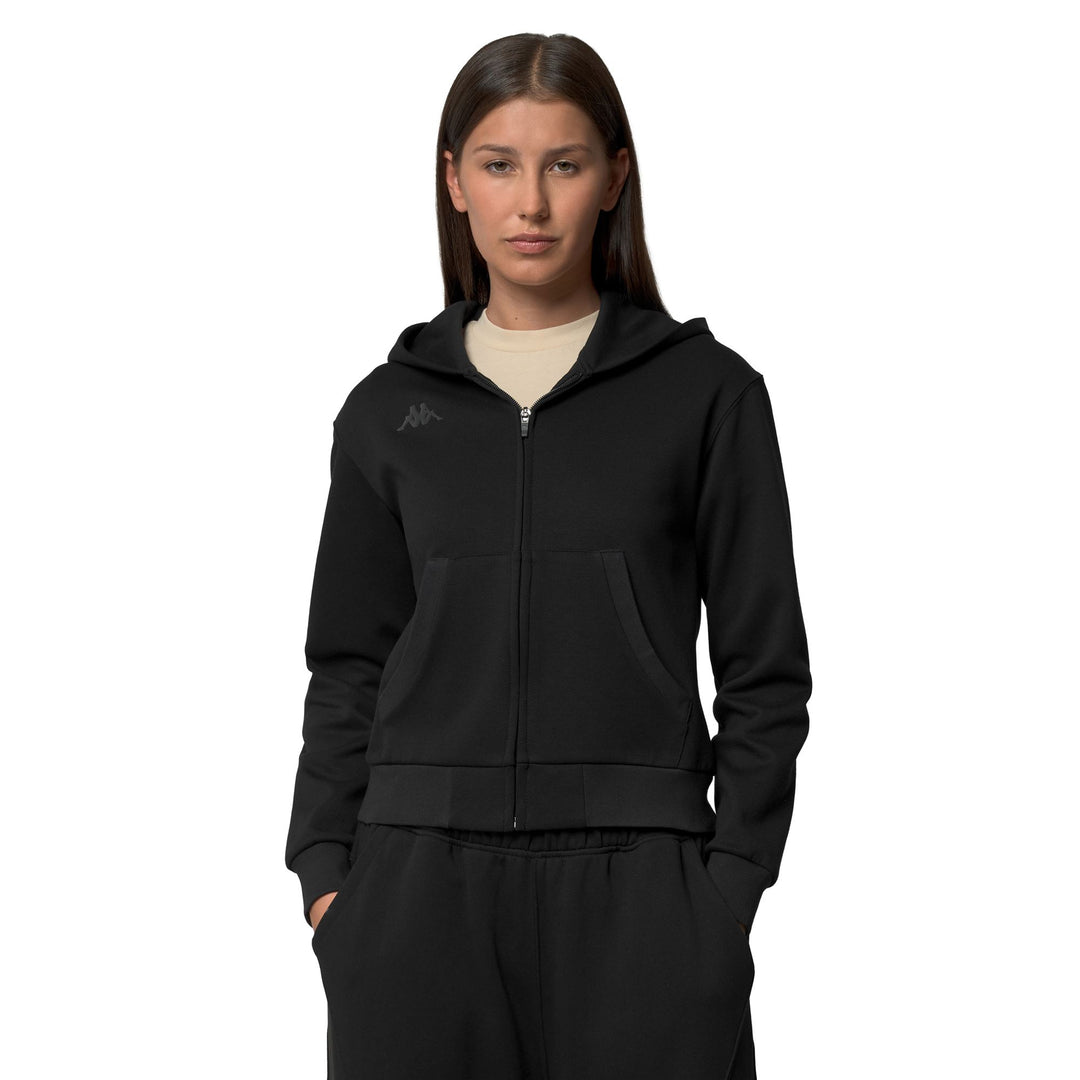 Black Women's Regular Fit Fleece Hoodie with Full Front Zip 01