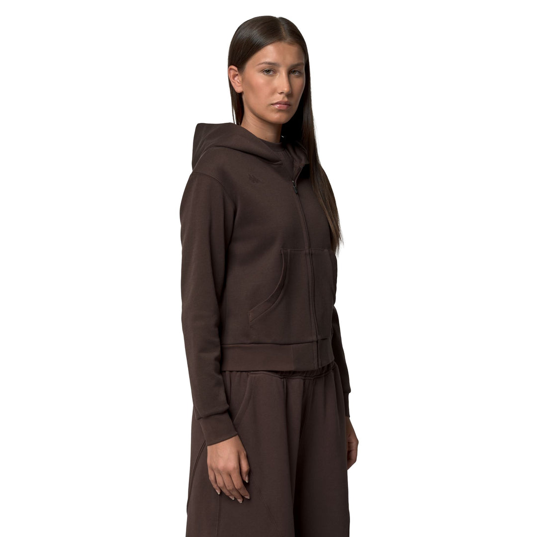 Brown Women's Regular Fit Fleece Hoodie with Full Zip main