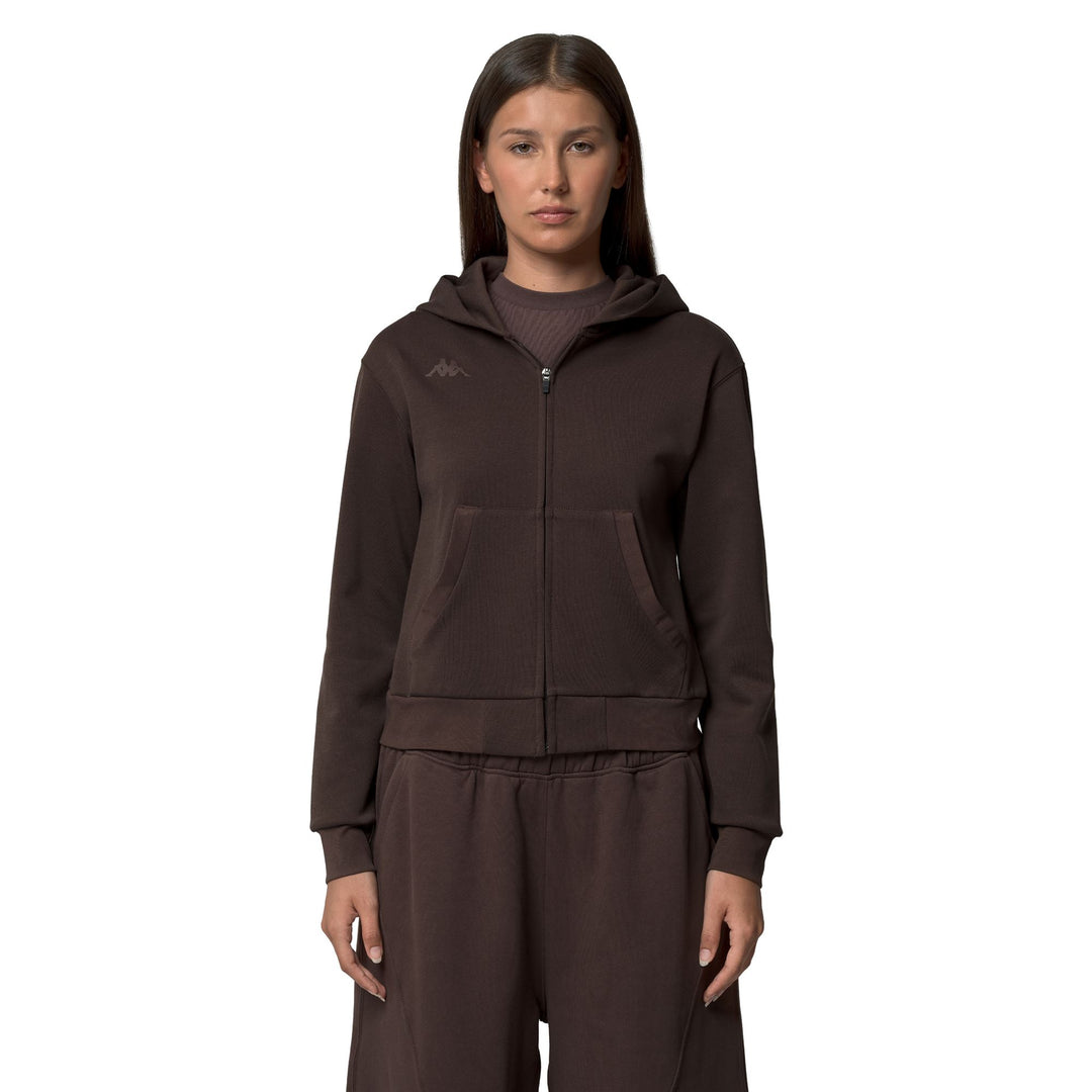 Brown Women's Regular Fit Fleece Hoodie with Full Zip 01