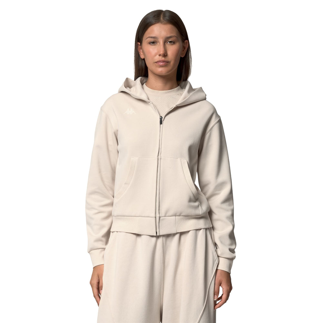 Beige Women's Regular Fit Full Zip Hoodie for Training 01