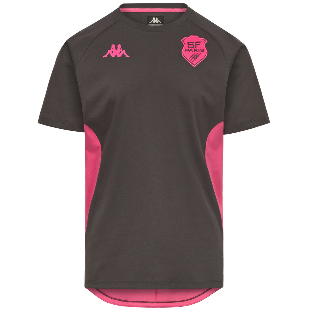 T-shirt de rugby slim fit pour homme, gris et rose, en tissu recyclé 01
